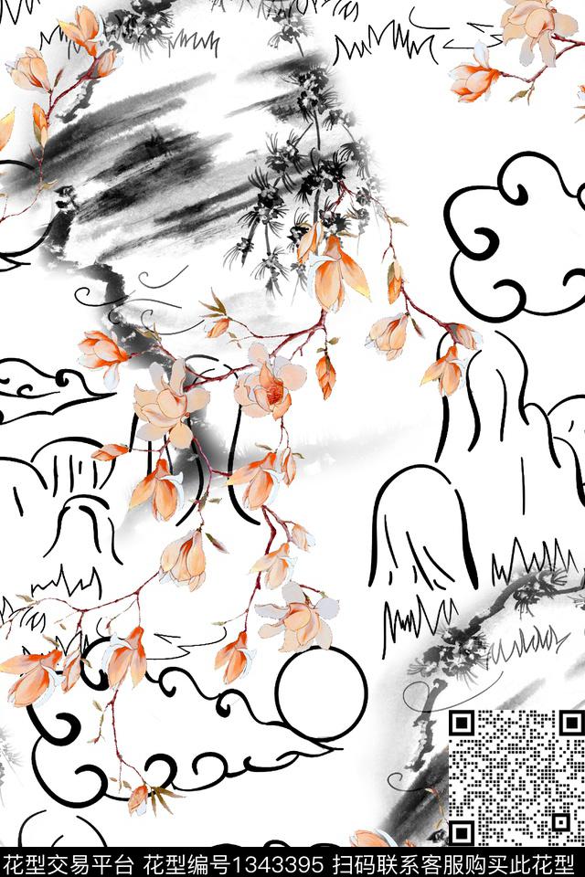 旗袍香云纱中国风数码印花华亿平台下载（图片编号: 1343395） - 瓦栏（Walan）