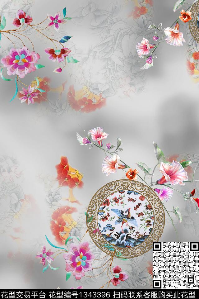 旗袍香云纱中国风数码印花华亿平台下载（图片编号: 1343396） - 瓦栏（Walan）