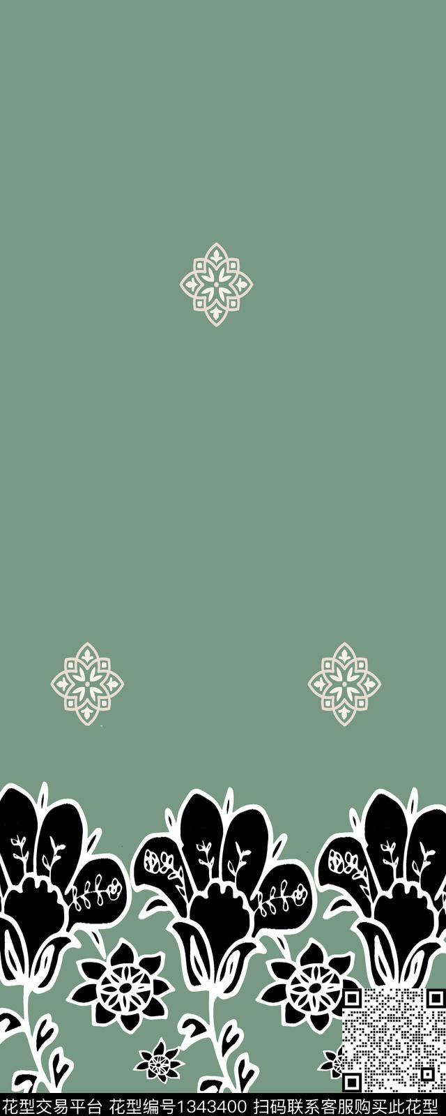 几何花卉大牌风传统印花华亿平台下载（图片编号: 1343400） - 瓦栏（Walan）