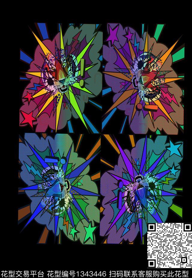 简约男装定位花老虎数码印花华亿平台下载（图片编号: 1343446） - 瓦栏（Walan）