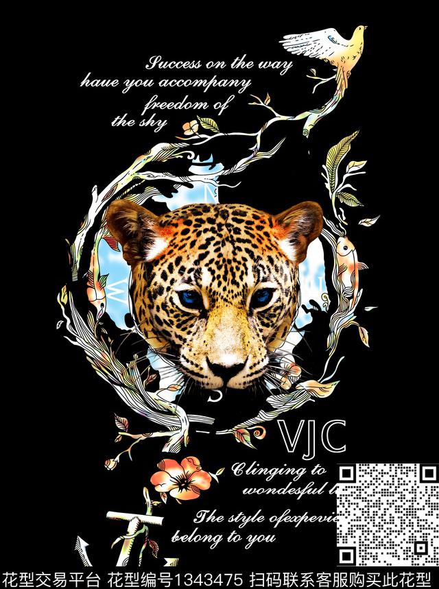 字母老虎动物数码印花华亿平台下载（图片编号: 1343475） - 瓦栏（Walan）