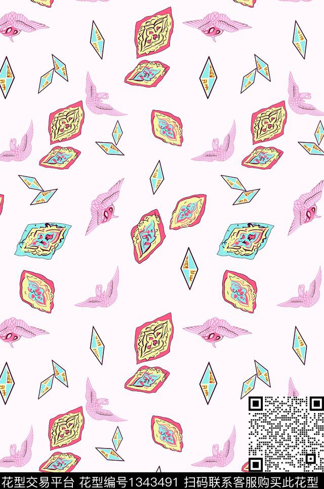 趋势华亿平台童装大牌风传统印花华亿平台下载（图片编号: 1343491） - 瓦栏（Walan）