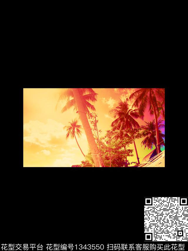 绿植树叶定位花大牌风数码印花华亿平台下载（图片编号: 1343550） - 瓦栏（Walan）