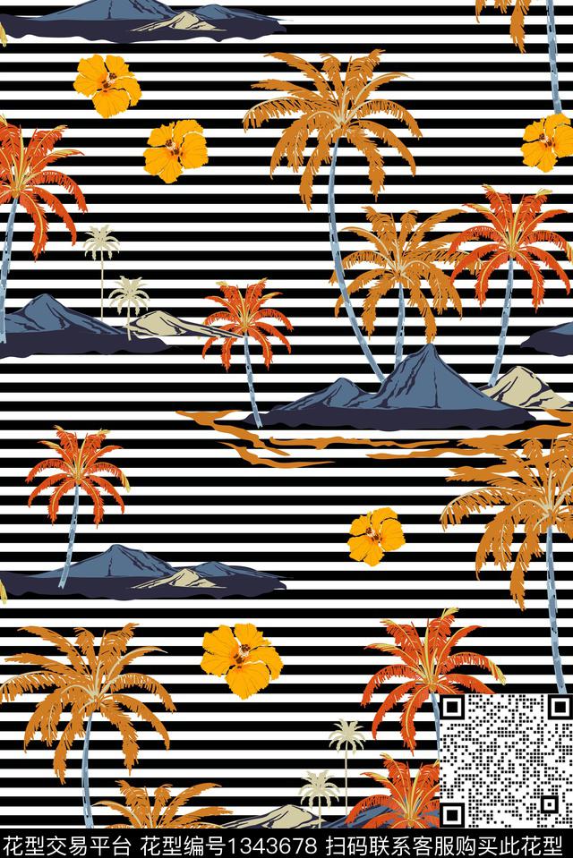 肌理几何花卉数码印花华亿平台下载（图片编号: 1343678） - 瓦栏（Walan）