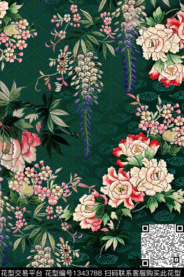 创意真丝中国风数码印花华亿平台下载（图片编号: 1343788） - 瓦栏（Walan）