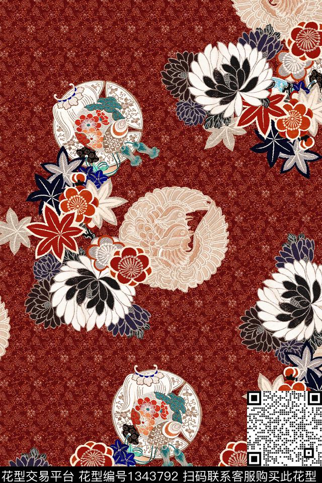 创意真丝中国风数码印花华亿平台下载（图片编号: 1343792） - 瓦栏（Walan）