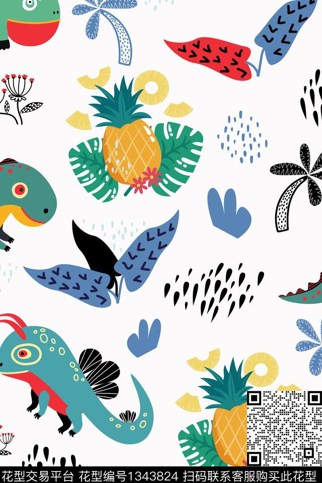 绿植树叶卡通动物可爱传统印花华亿平台下载（图片编号: 1343824） - 瓦栏（Walan）