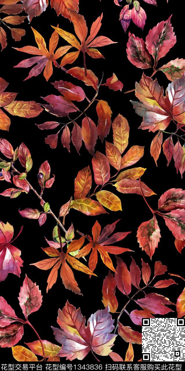 绿植树叶雕印华亿平台热带华亿平台数码印花华亿平台下载（图片编号: 1343836） - 瓦栏（Walan）