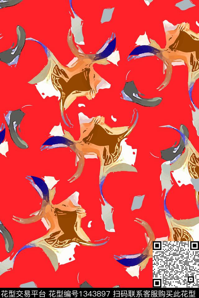 绘画纹理抽象数码印花华亿平台下载（图片编号: 1343897） - 瓦栏（Walan）