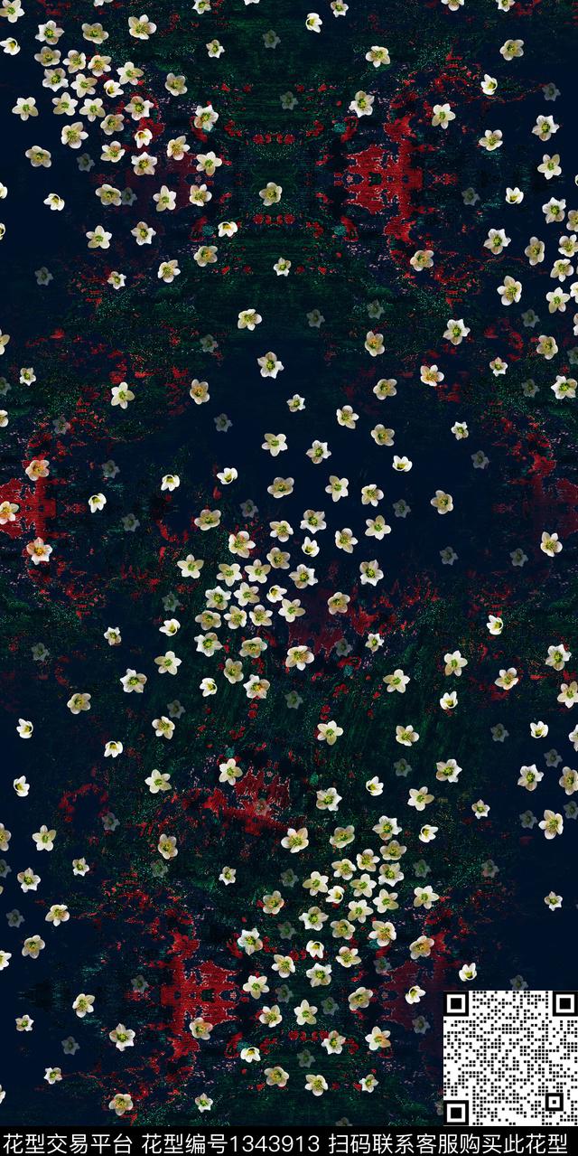 花卉香云纱小碎花数码印花华亿平台下载（图片编号: 1343913） - 瓦栏（Walan）