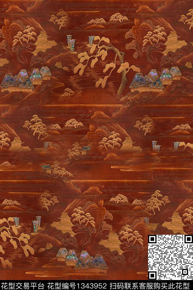 香云纱中国风复古旗袍华亿平台数码印花华亿平台下载（图片编号: 1343952） - 瓦栏（Walan）