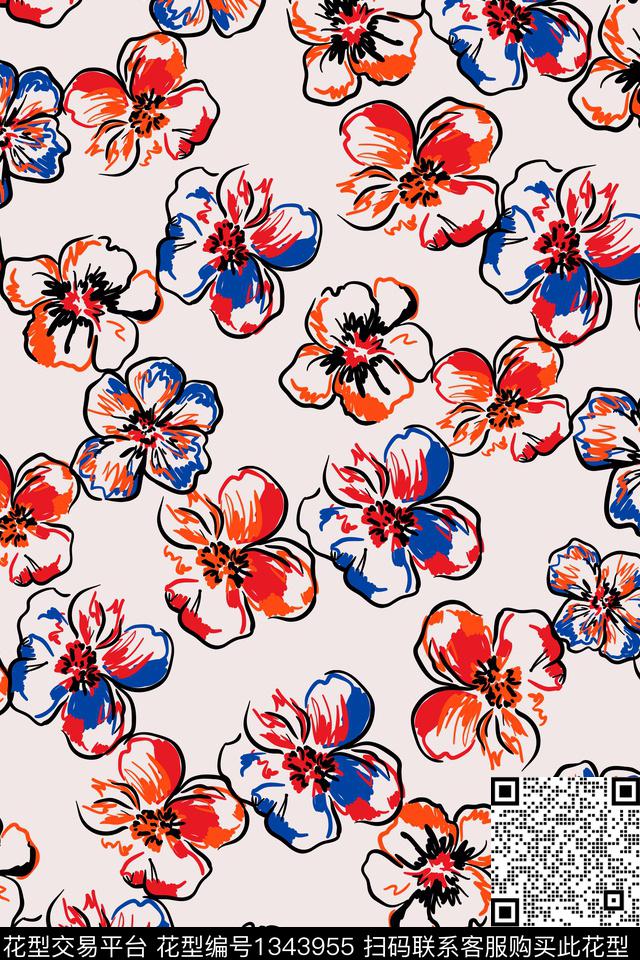 抽象花卉花卉波普传统印花华亿平台下载（图片编号: 1343955） - 瓦栏（Walan）