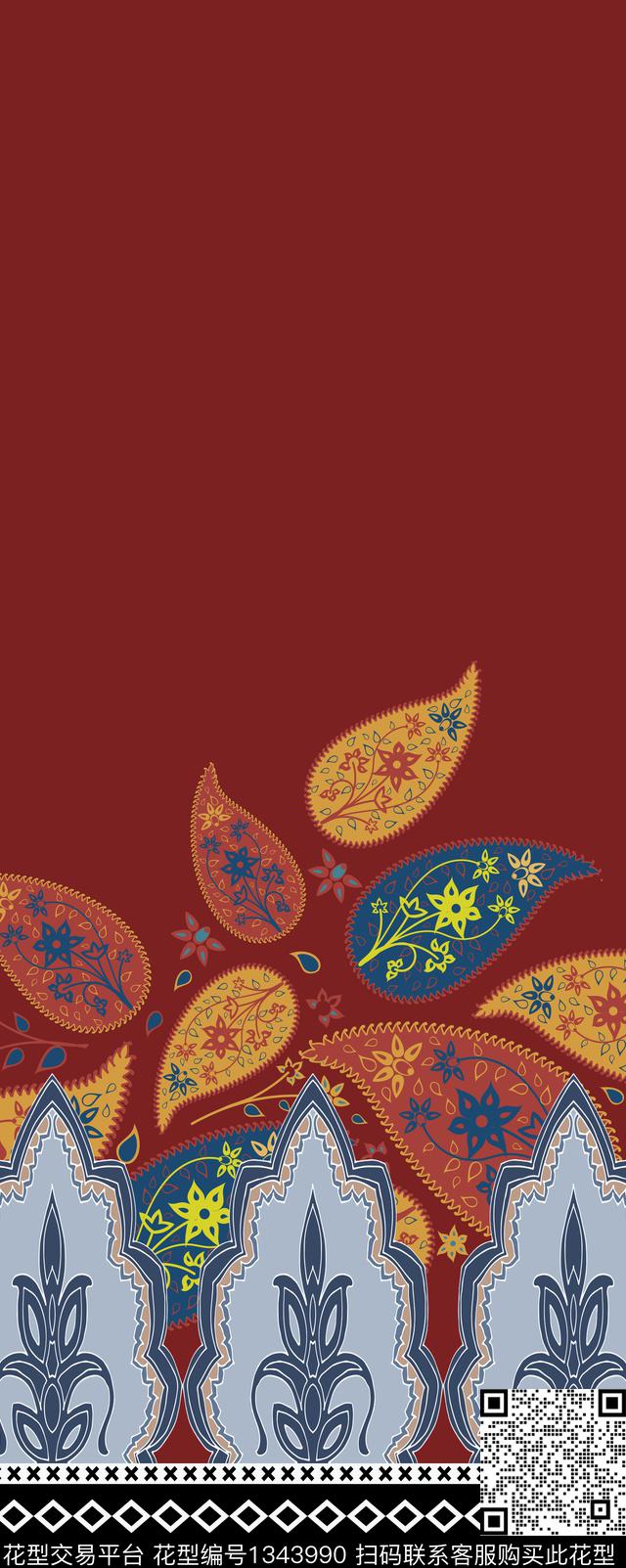 几何花卉大牌风传统印花华亿平台下载（图片编号: 1343990） - 瓦栏（Walan）