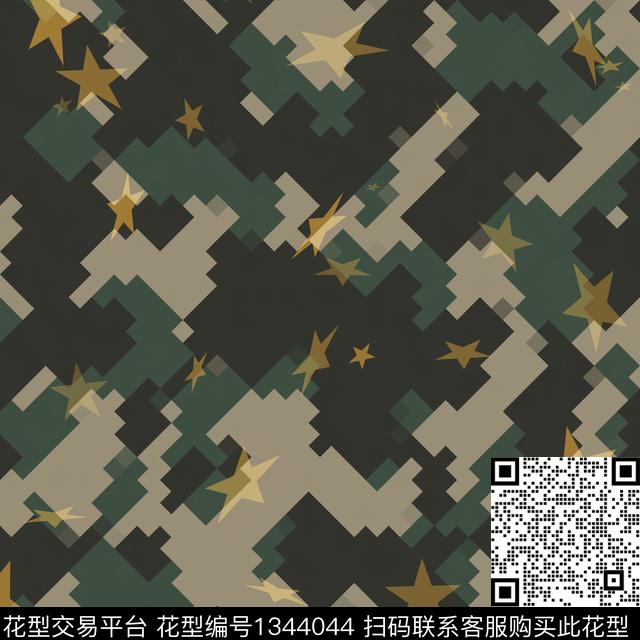 几何马赛克迷彩数码印花华亿平台下载（图片编号: 1344044） - 瓦栏（Walan）