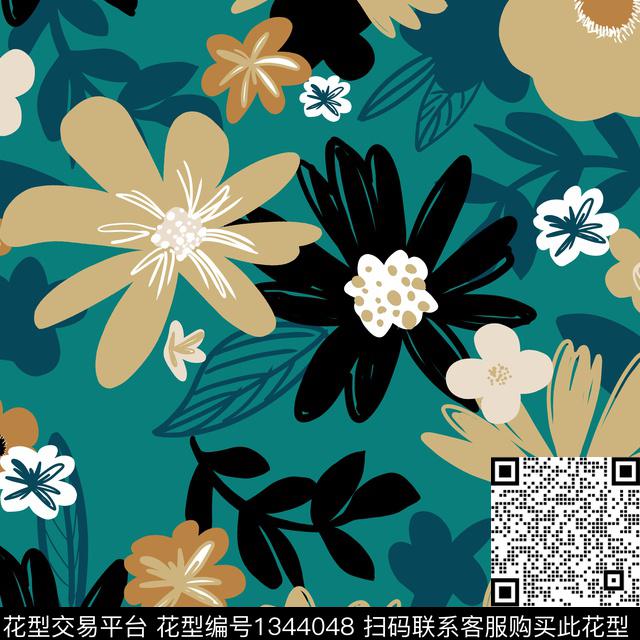 花卉手绘年轻女性传统印花华亿平台下载（图片编号: 1344048） - 瓦栏（Walan）