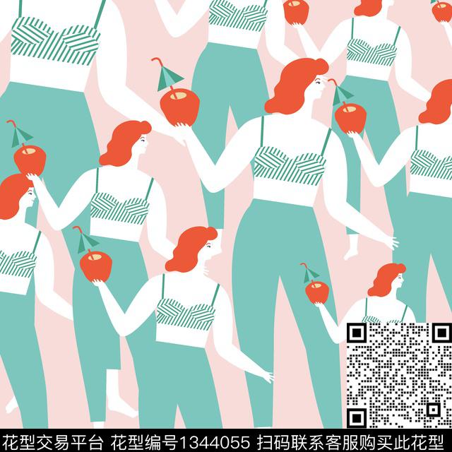 几何水果人物传统印花华亿平台下载（图片编号: 1344055） - 瓦栏（Walan）