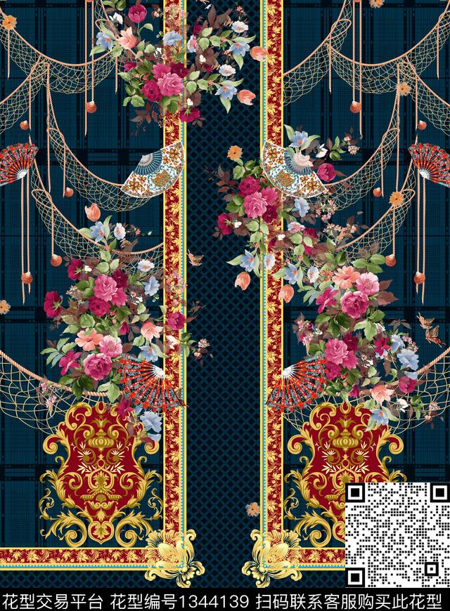 女装定位花奢华连衣裙数码印花华亿平台下载（图片编号: 1344139） - 瓦栏（Walan）