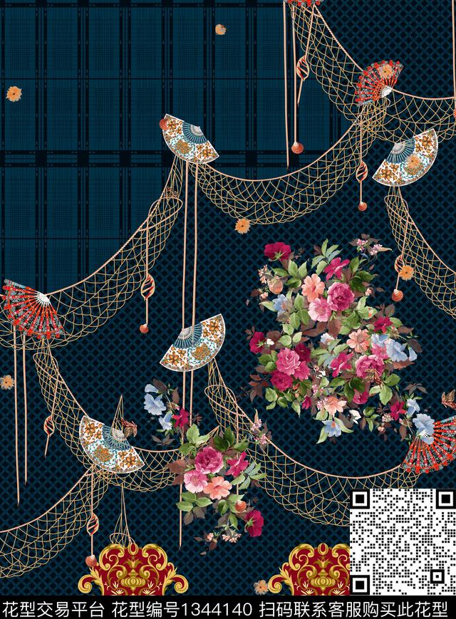 女装定位花奢华连衣裙数码印花华亿平台下载（图片编号: 1344140） - 瓦栏（Walan）