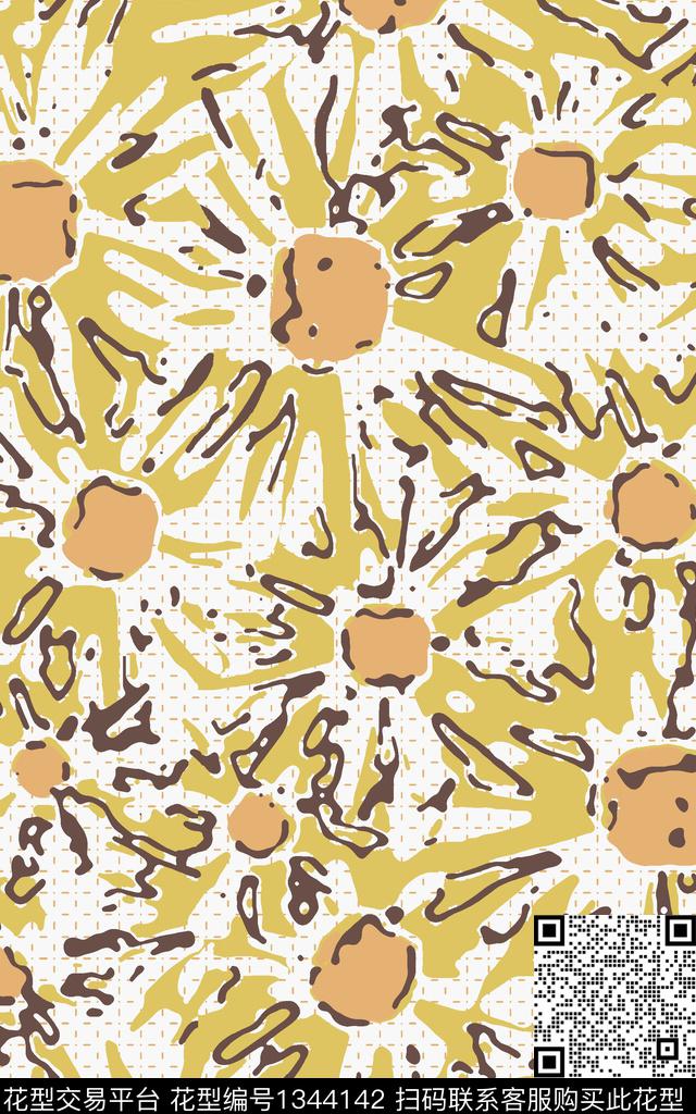 绿植树叶抽象花卉男装传统印花华亿平台下载（图片编号: 1344142） - 瓦栏（Walan）