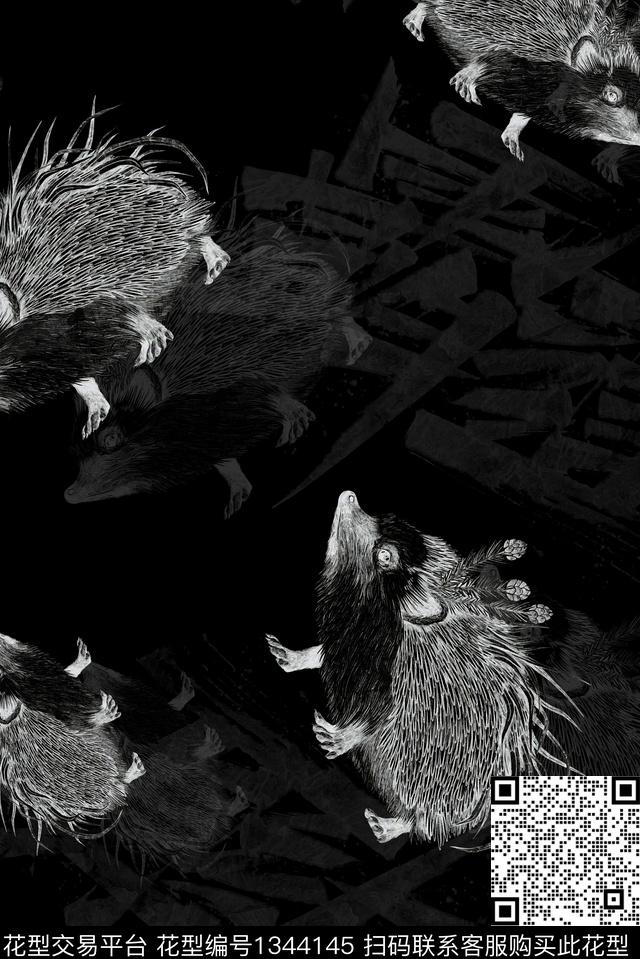 大牌男装原创动物手绘时尚数码印花华亿平台下载（图片编号: 1344145） - 瓦栏（Walan）