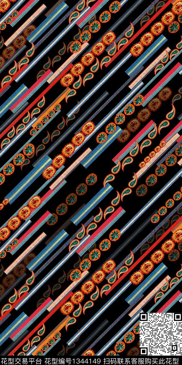 几何民族风雕印华亿平台数码印花华亿平台下载（图片编号: 1344149） - 瓦栏（Walan）