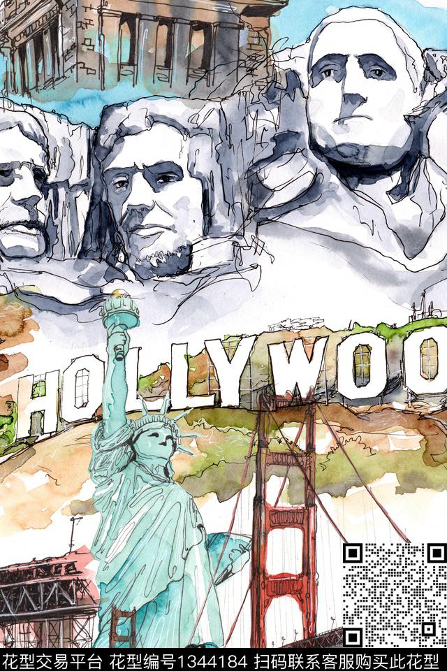 美国建筑男装数码印花华亿平台下载（图片编号: 1344184） - 瓦栏（Walan）