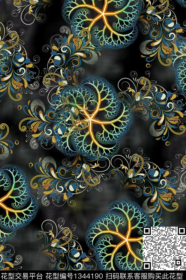 连衣裙女装香云纱数码印花华亿平台下载（图片编号: 1344190） - 瓦栏（Walan）