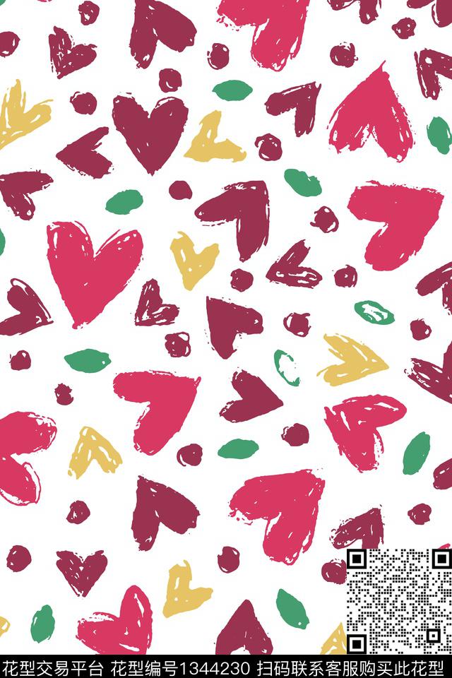 童装配饰爱心传统印花华亿平台下载（图片编号: 1344230） - 瓦栏（Walan）