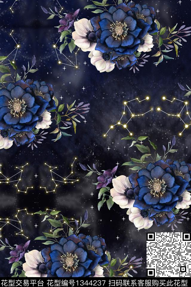 水彩抽象花卉香云纱数码印花华亿平台下载（图片编号: 1344237） - 瓦栏（Walan）