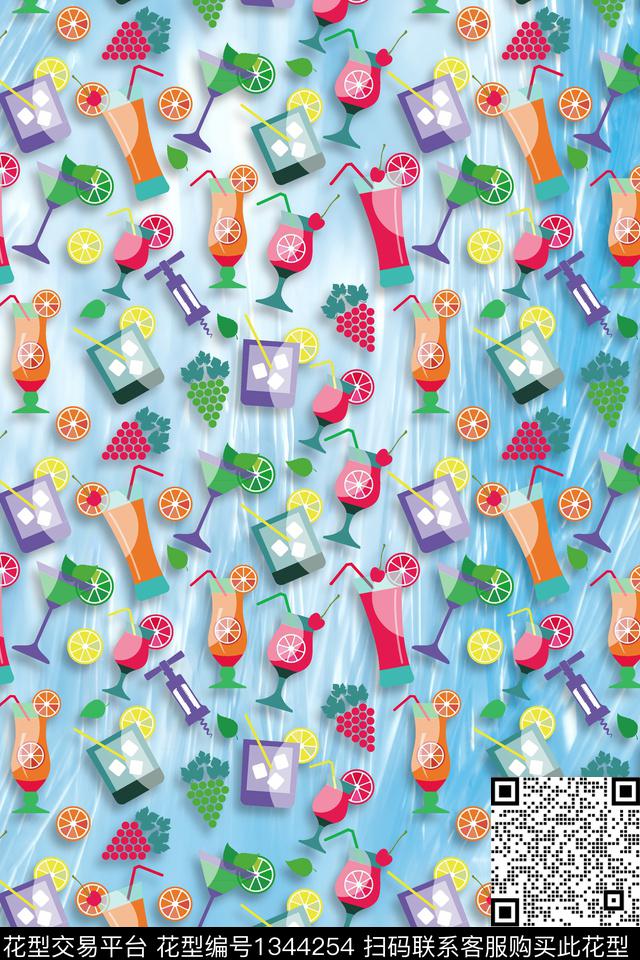 水果夏日冰纷水果数码印花华亿平台下载（图片编号: 1344254） - 瓦栏（Walan）