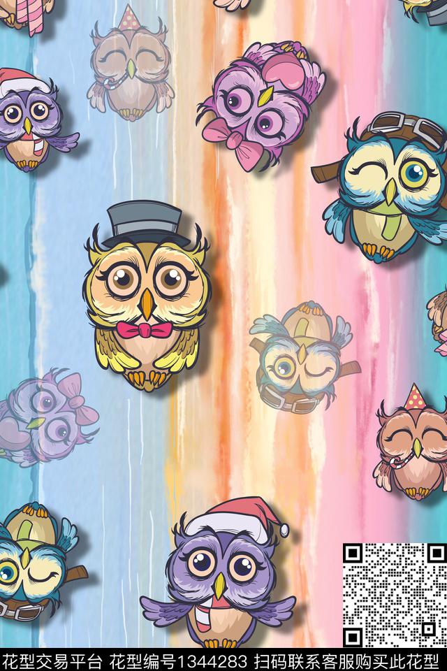 鹦鹉可爱卡通动物数码印花华亿平台下载（图片编号: 1344283） - 瓦栏（Walan）