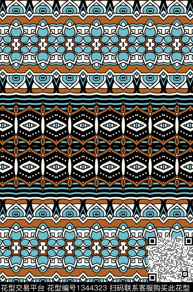 线条画民族风抽象传统印花华亿平台下载（图片编号: 1344323） - 瓦栏（Walan）
