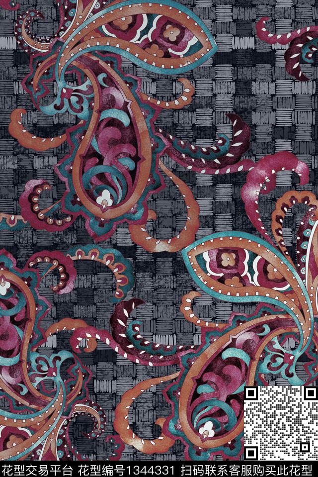 佩斯利纹理中老年数码印花华亿平台下载（图片编号: 1344331） - 瓦栏（Walan）