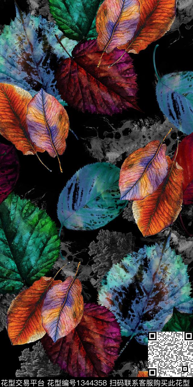 绿植树叶雕印华亿平台热带华亿平台数码印花华亿平台下载（图片编号: 1344358） - 瓦栏（Walan）