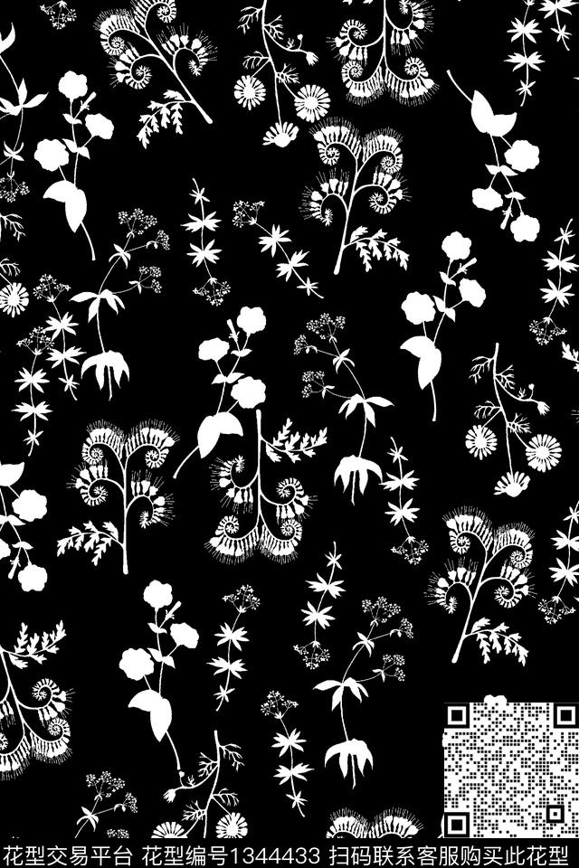 抽象花卉大牌风植物传统印花华亿平台下载（图片编号: 1344433） - 瓦栏（Walan）