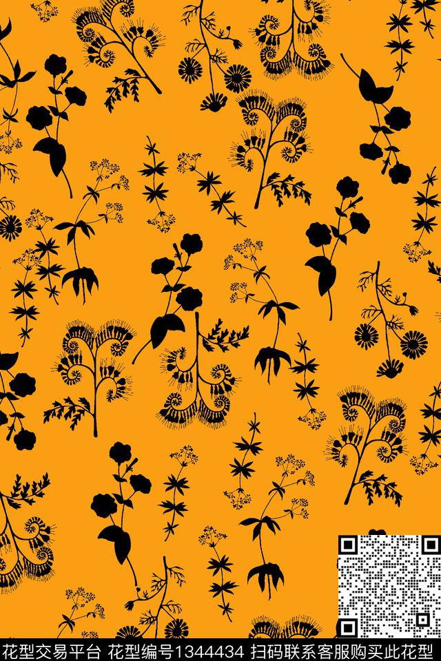 抽象花卉大牌风植物传统印花华亿平台下载（图片编号: 1344434） - 瓦栏（Walan）