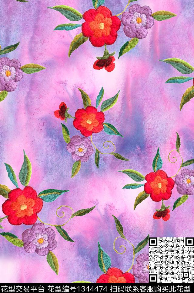 抽象棉麻中老年数码印花华亿平台下载（图片编号: 1344474） - 瓦栏（Walan）