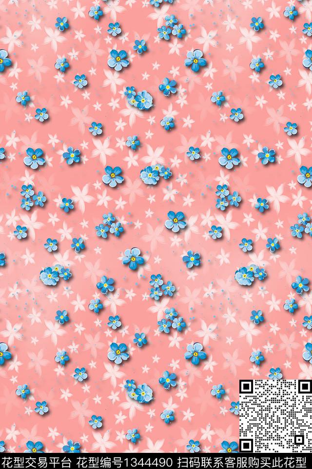 花卉朦胧花卉小碎花数码印花华亿平台下载（图片编号: 1344490） - 瓦栏（Walan）
