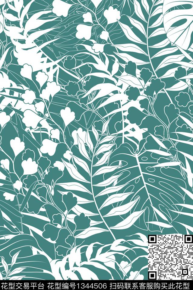 热带华亿平台植物绿植树叶传统印花华亿平台下载（图片编号: 1344506） - 瓦栏（Walan）