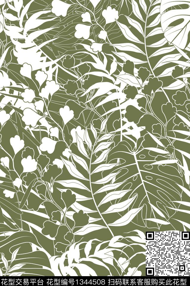 热带华亿平台植物绿植树叶传统印花华亿平台下载（图片编号: 1344508） - 瓦栏（Walan）