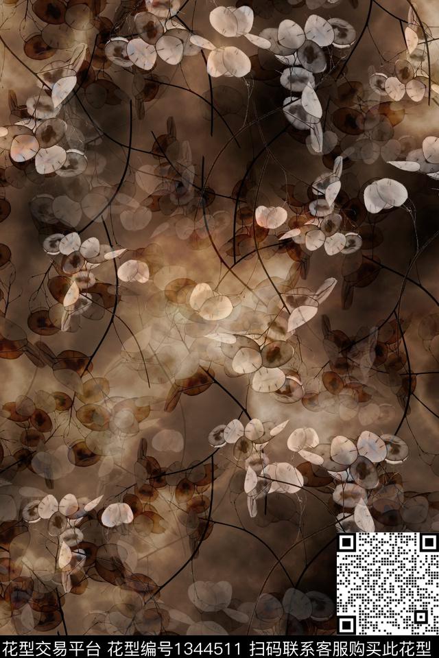 花卉大牌风香云纱数码印花华亿平台下载（图片编号: 1344511） - 瓦栏（Walan）