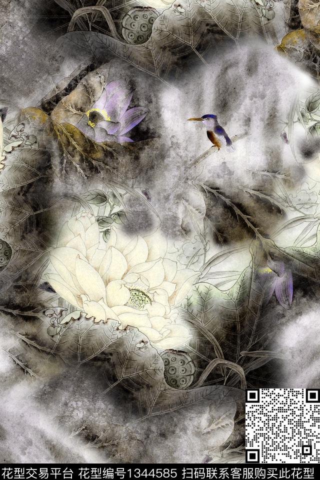 旗袍香云纱中国风数码印花华亿平台下载（图片编号: 1344585） - 瓦栏（Walan）