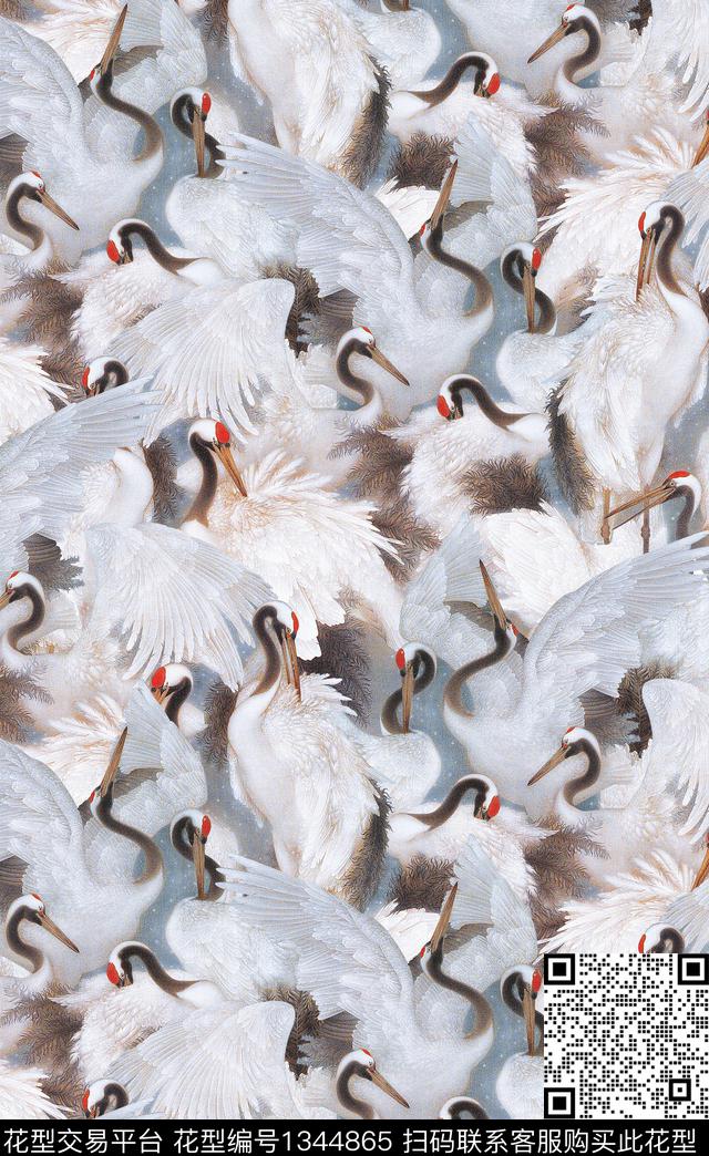 动物旗袍国画数码印花华亿平台下载（图片编号: 1344865） - 瓦栏（Walan）