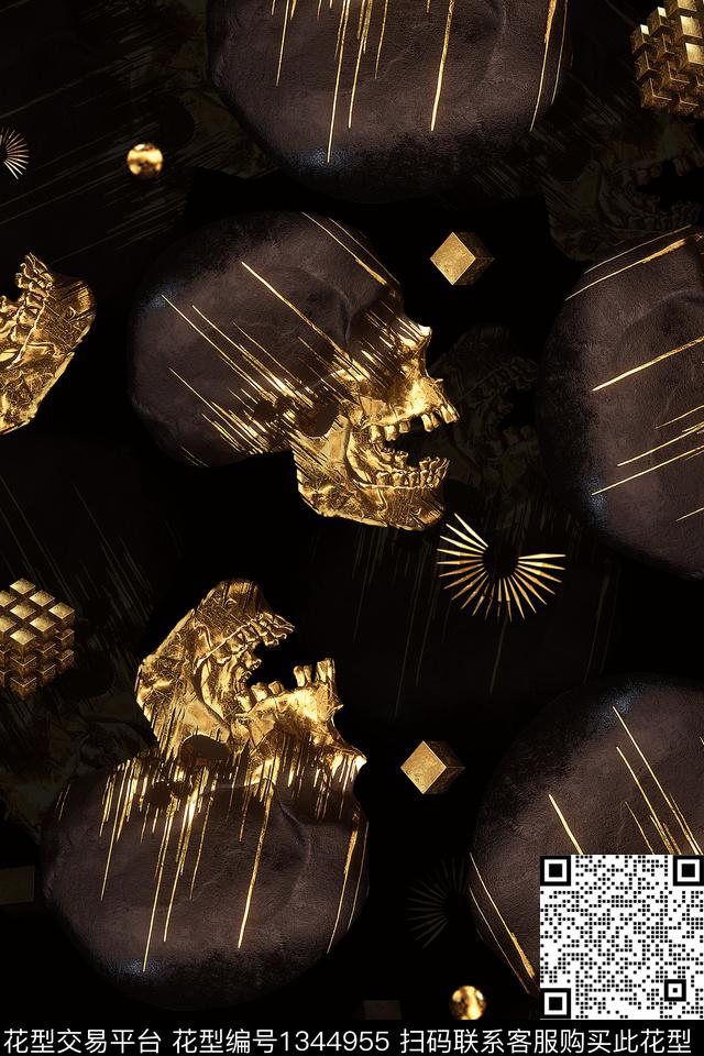 大牌男装哥特时尚金属骷髅数码印花华亿平台下载（图片编号: 1344955） - 瓦栏（Walan）