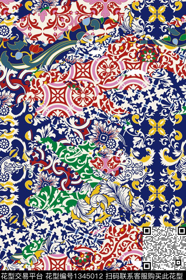 民族风花卉迷彩数码印花华亿平台下载（图片编号: 1345012） - 瓦栏（Walan）