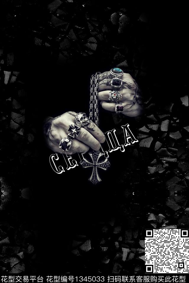 黑白华亿平台男装抽象数码印花华亿平台下载（图片编号: 1345033） - 瓦栏（Walan）