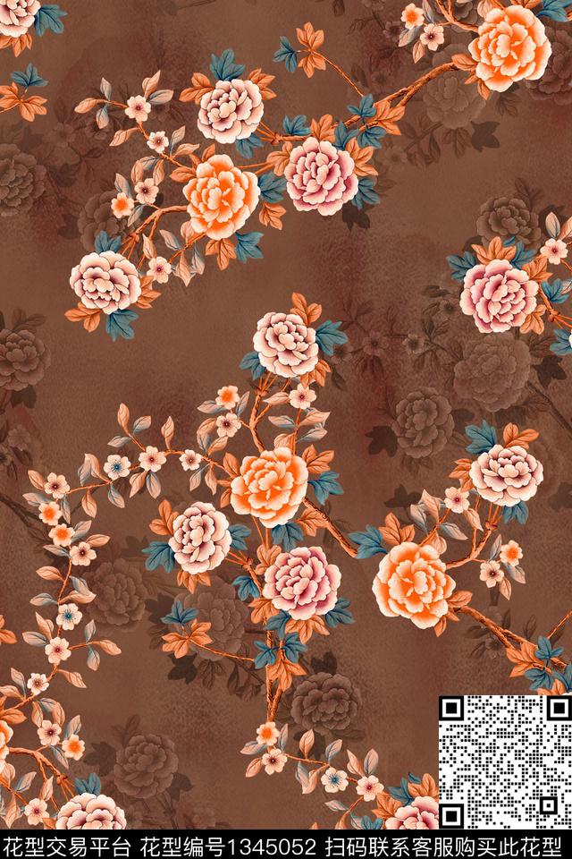 香云纱真丝中国风数码印花华亿平台下载（图片编号: 1345052） - 瓦栏（Walan）