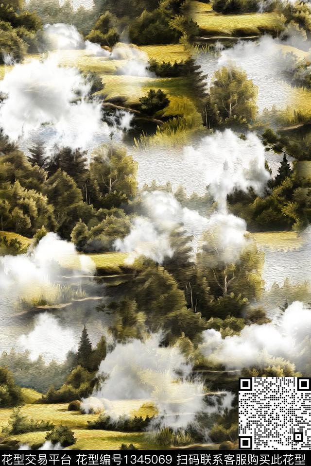 绿植树叶潮牌热带华亿平台数码印花华亿平台下载（图片编号: 1345069） - 瓦栏（Walan）