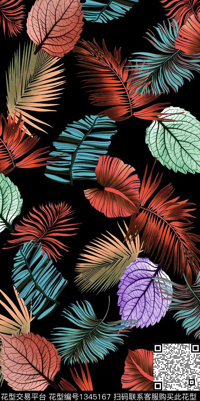 绿植树叶雕印华亿平台热带华亿平台数码印花华亿平台下载（图片编号: 1345167） - 瓦栏（Walan）