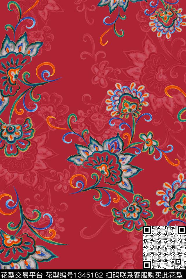纹理佩斯利中老年数码印花华亿平台下载（图片编号: 1345182） - 瓦栏（Walan）